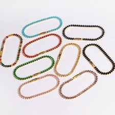 Simulated Zirconia Tennis Bracelet Multicolor Gold Tone Adjustable Women Jewelry