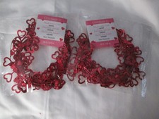 16 ft- Valentines Day Metallic Red Garland w/Open Red and Closed Hearts New