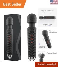Black Handheld Personal Wand Massager   USB Rechargeable  Waterproof Design