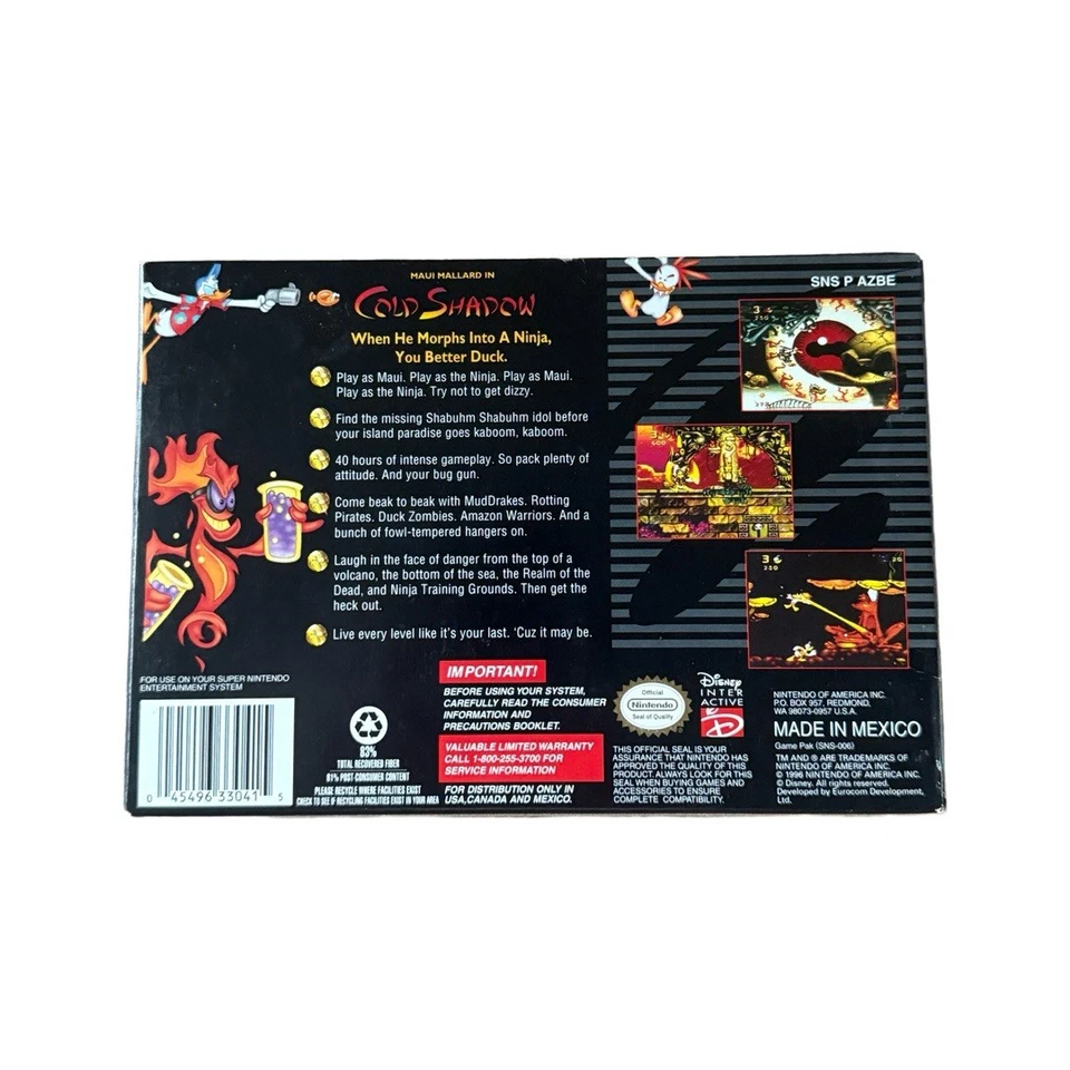 Maui Mallard in Cold Shadow Super Nintendo SNES BOX  Only - Excellent Cnd - Image 2 of 4