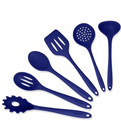 Culinary Couture Blue Silicone Kitchen Utensils Set of 6, Non-Stick Heat-Resi...