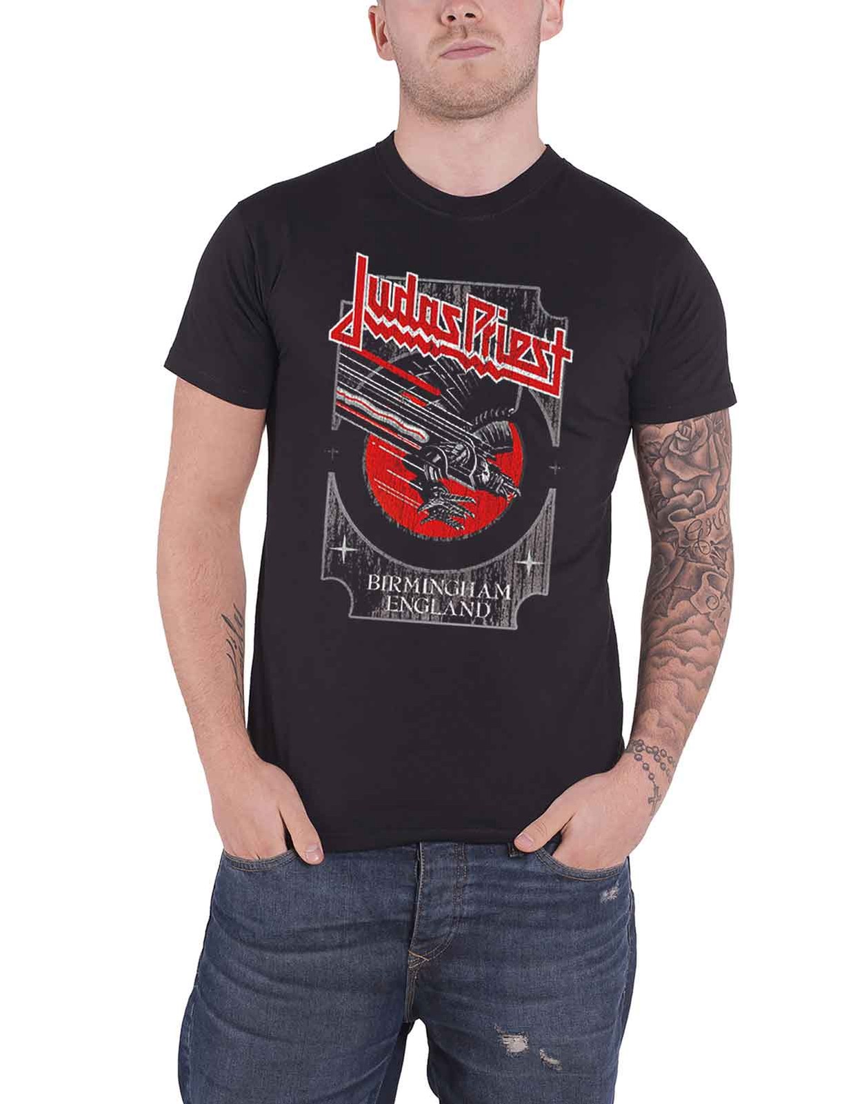 ALTRA T shirt Judas Priest argento e rosso logo vendetta nuova ufficiale uomo nera