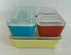 Vintage PYREX Primary Colors 8 PC Set Refrigerator Dishes w/ Pyrex Lids Retro