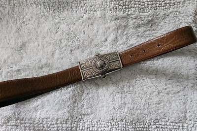 Vintage Jana Belt With Silver Buckle Details And Brown Pebblestoned Leather