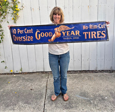 Vintage 1910s Goodyear No-rim-cut Tire Repro Banner Garage Decor Or Man Cave Vintage 1910s Goodyear No-rim-cut Tire Repro Banner Garage Decor Or Man Cave