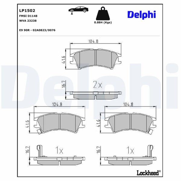 Bremsbelagsatz Scheibenbremse Delphi LP1502 FüR MX Atos Hyundai-image