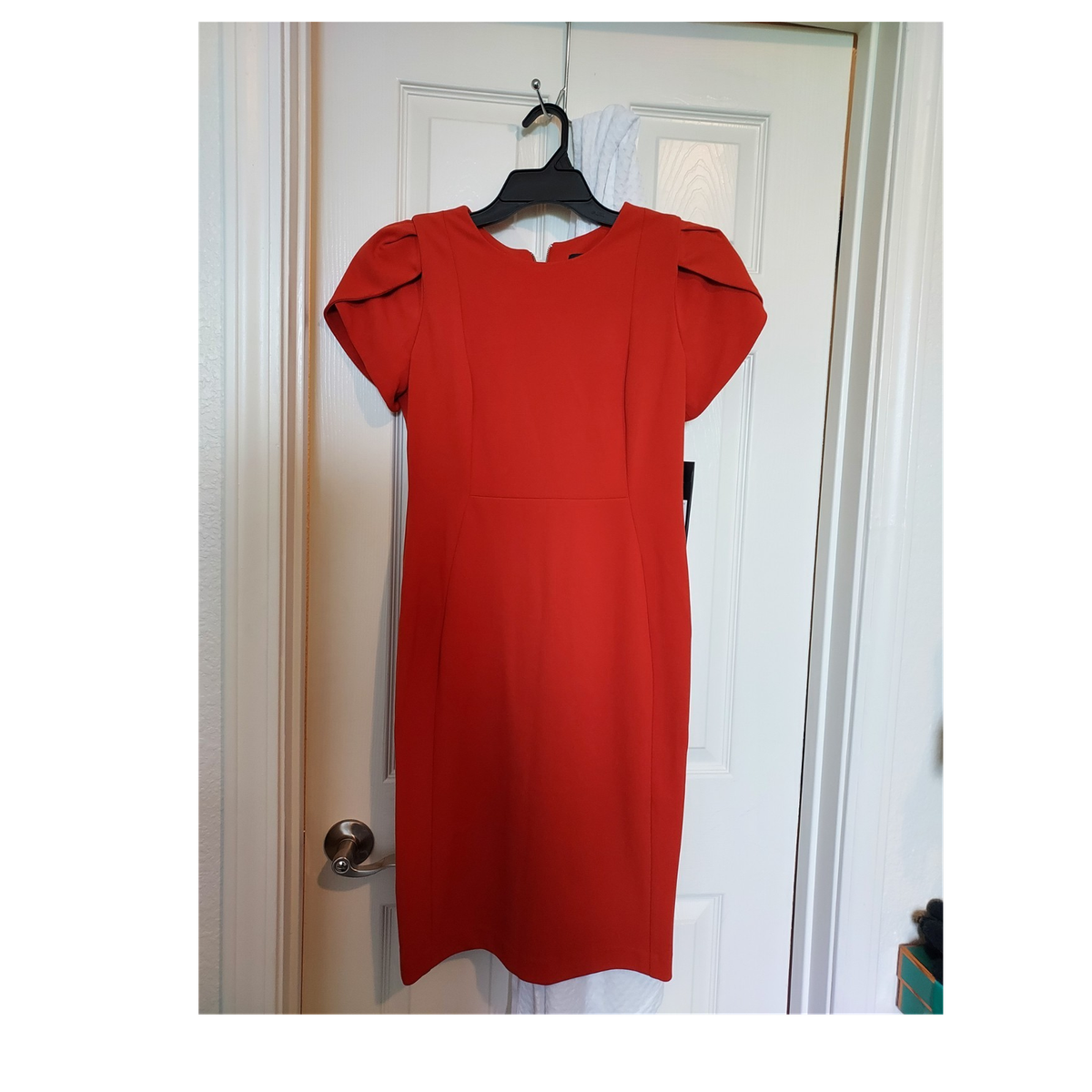 Andrew Marc Sheath Dress Tulip Short Sleeve Clay Knee Length Round Neck  Size 6 | eBay