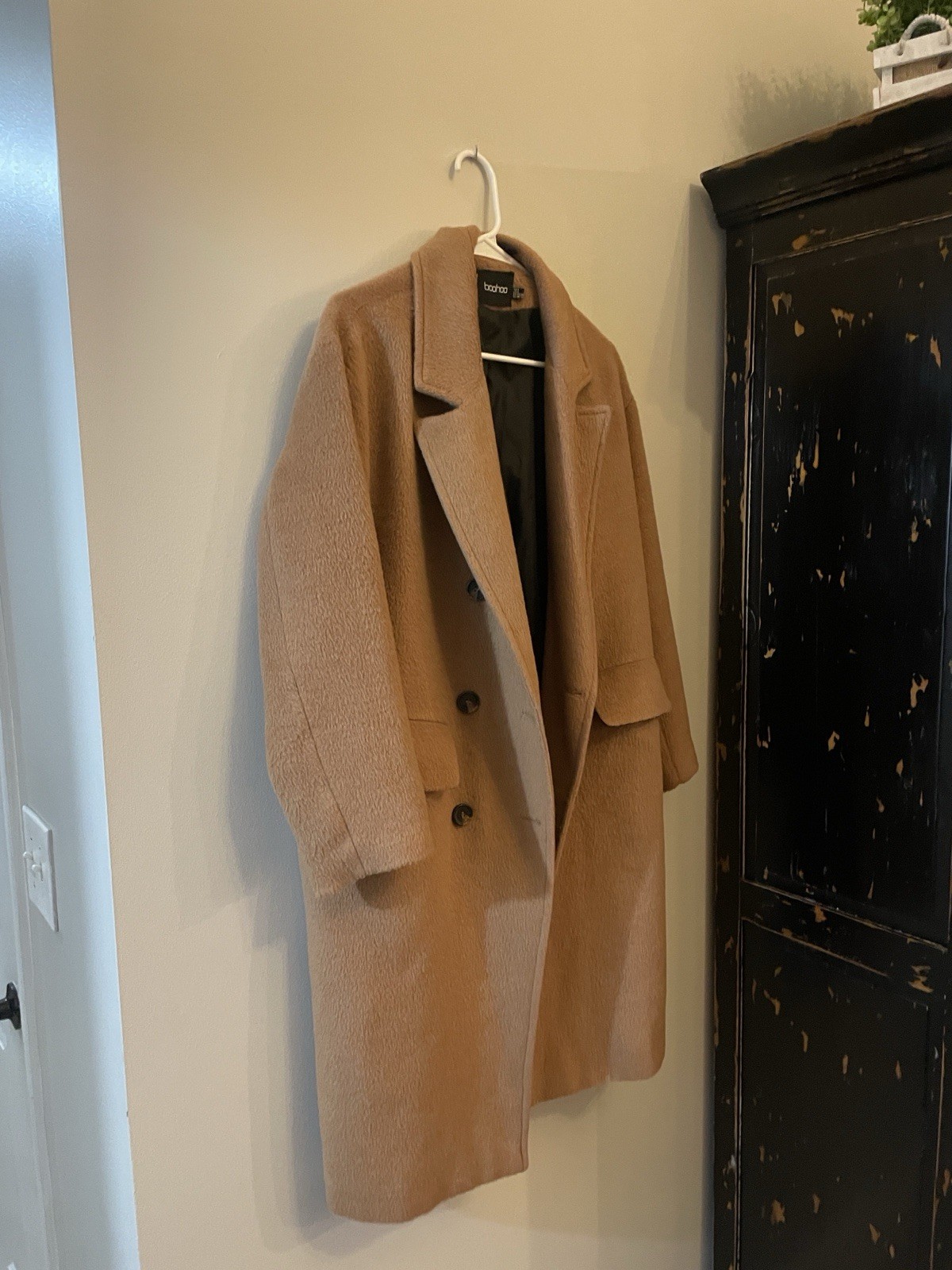 boohoo Brown Button Collared Mid-Length Overcoat … - image 4