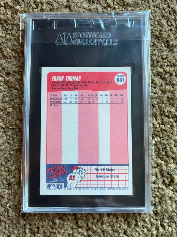 1990 Fleer Update #U-87 Frank Thomas Rookie SGC 4 - thumbprint damage from SGC! - Image 3 of 3