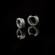 Orecchini a cerchio Huggie filigrana rotolo argento sterling ossidato per uomo e donna