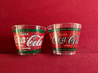 1970's, Coca -Cola, (2) ''Unused'' Tiffany Style Cups (Scarce/Vintage)