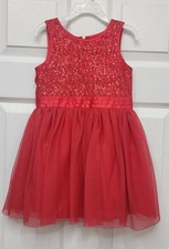 Cat  Jack Red Sequin Holiday Tulle Zip Up Sleeveless Dress Toddler Size 3T