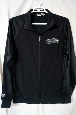 MAJESTIC MENS BLACK 'SEATTLE SEAHAWKS' ZIP UP JACKET/SIZE LARGE TALL/PRE-OWNED