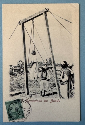 CPA Tunisie Le Bardo Public Hanging Execution Garrigues Tunis 71