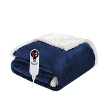 Electric Heated Blanket Throw Size 50"x60", Soft Throw 50"x60" 08-navy Blue