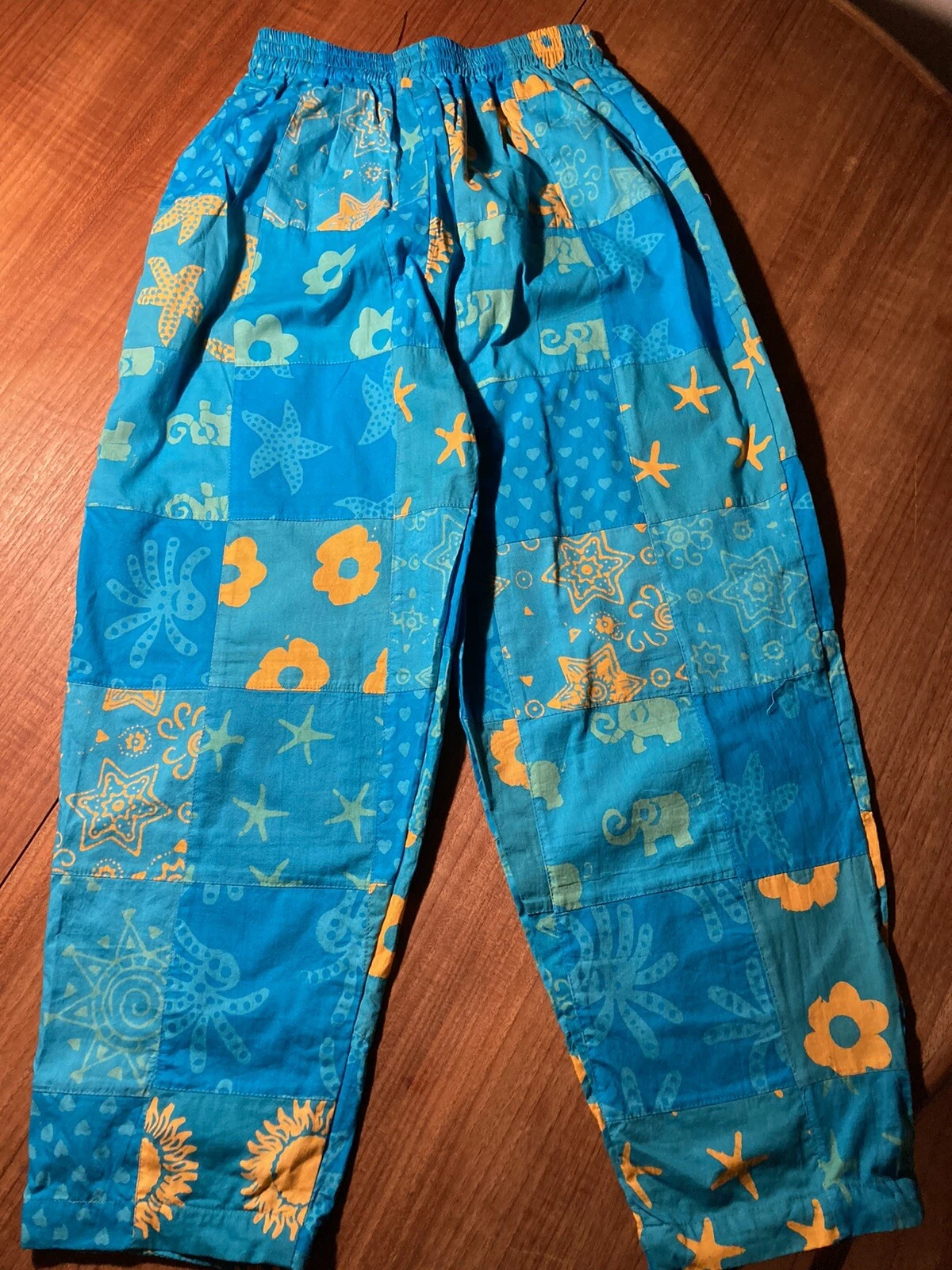 Kids a Go Go, Blue & Orange Batik Cotton Trousers, Girls Size 12 Yrs