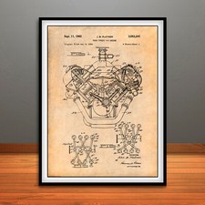1954 Chrysler 426 Hemi V8 Engine Patent Print Art Drawing Poster