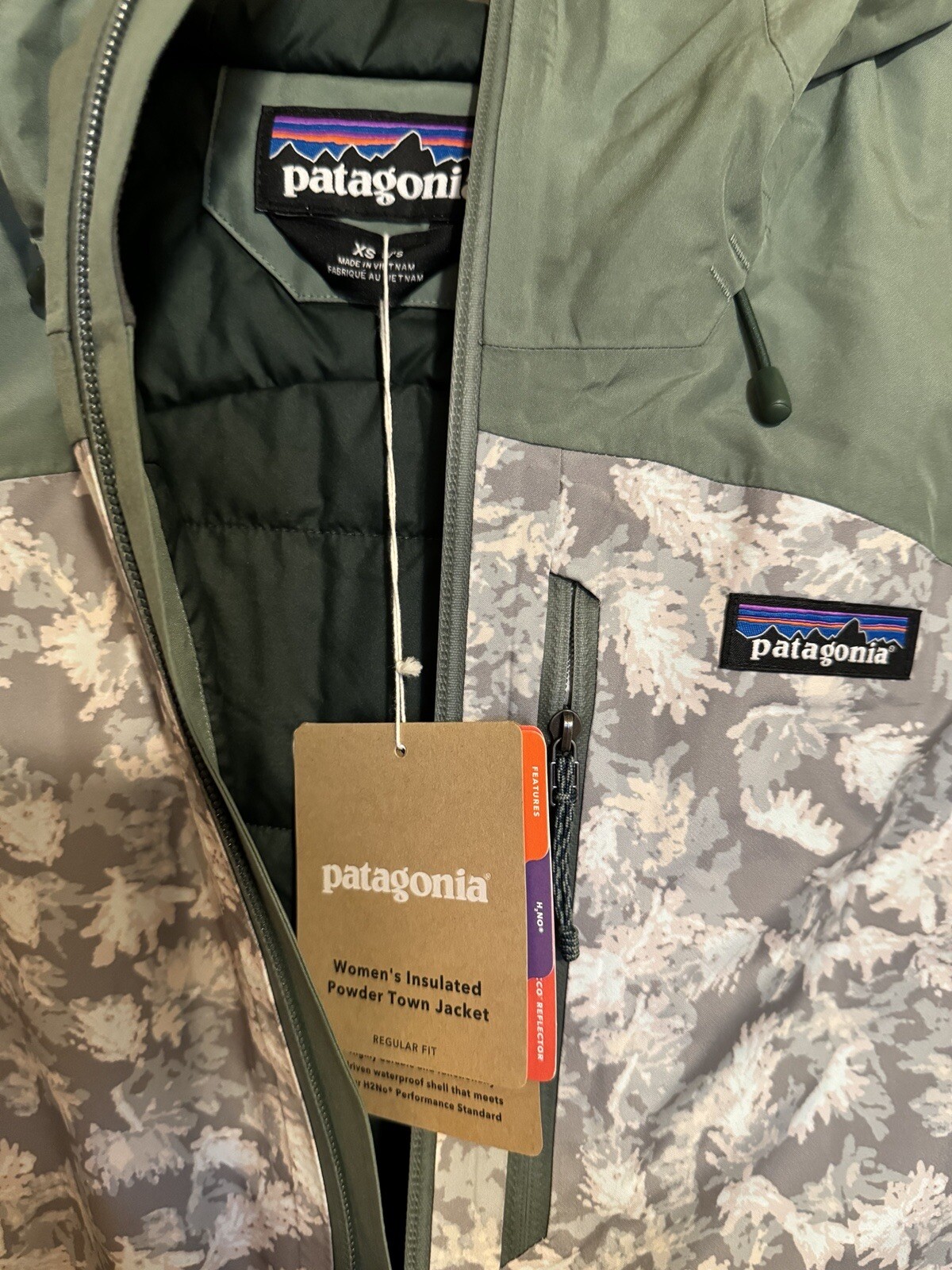 Patagonia $399 Womens XS Insulated Powder Town Full-Zip Jacket Hemlock Green NEW thumbnail 3