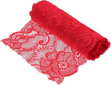 7.1 Inch Wide 3 Yard Lace Ribbon Floral Pattern Red Lace Trim Ribbon for DIY Cra