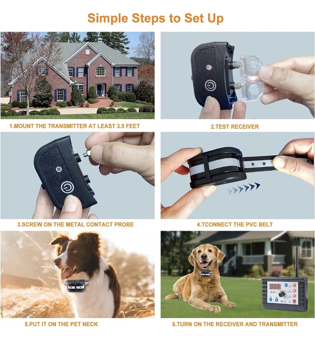 JUSTPET Dog Wireless Fence & Training Collar 2in1 System New Open