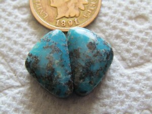 2 Chinese Hubei Redskin Turquoise Cabs 15 carat Cabochons Matching Set Pair