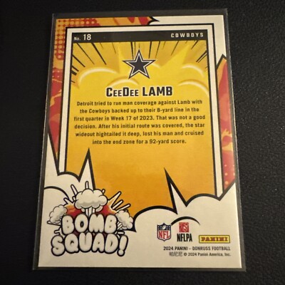 CeeDee Lamb 2024 Donruss Bomb Squad Dallas Cowboys #18 | eBay