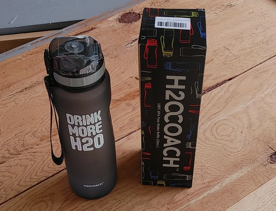 Nueva botella de agua deportiva H2OCOACH con marcador de tiempo motivacional 36 oz, paquete de 4 Foto 4 de 4