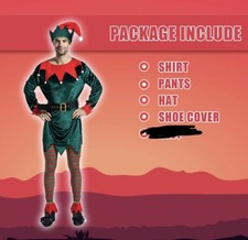 Men s size small elf costume Christmas elf boots hat shirt and pants/No Belt