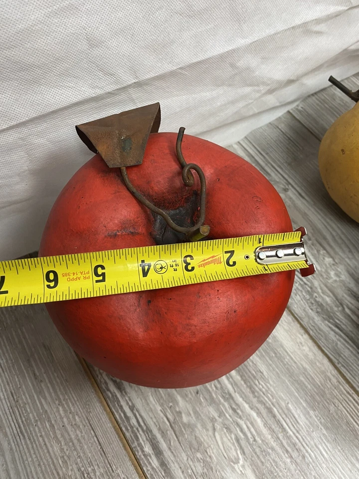 Juego de 3 piezas de hoja de metal de fruta arte cerámica grande de 6" manzana pera hecha en México rojo Foto 3 de 4