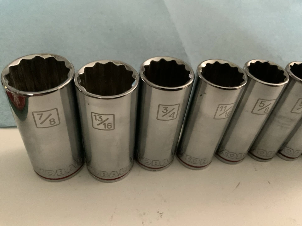 KOBALT 11pc 3/8 Drive SAE Deep 12pt Sockets, 1/4in. - 7/8in. - Red Band At Base - Image 3 of 4