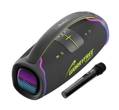 300W Portable Bluetooth Speaker with Handle, One Microphone Long Playtime, Gray