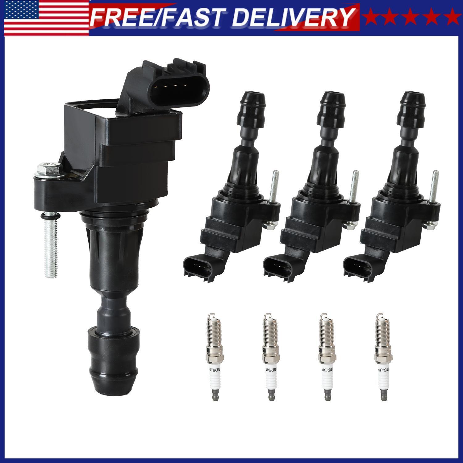 4pcs Ignition Coil & Spark Plug Kit for Chevy Buick Pontiac Saturn GMC UF491 Compatible