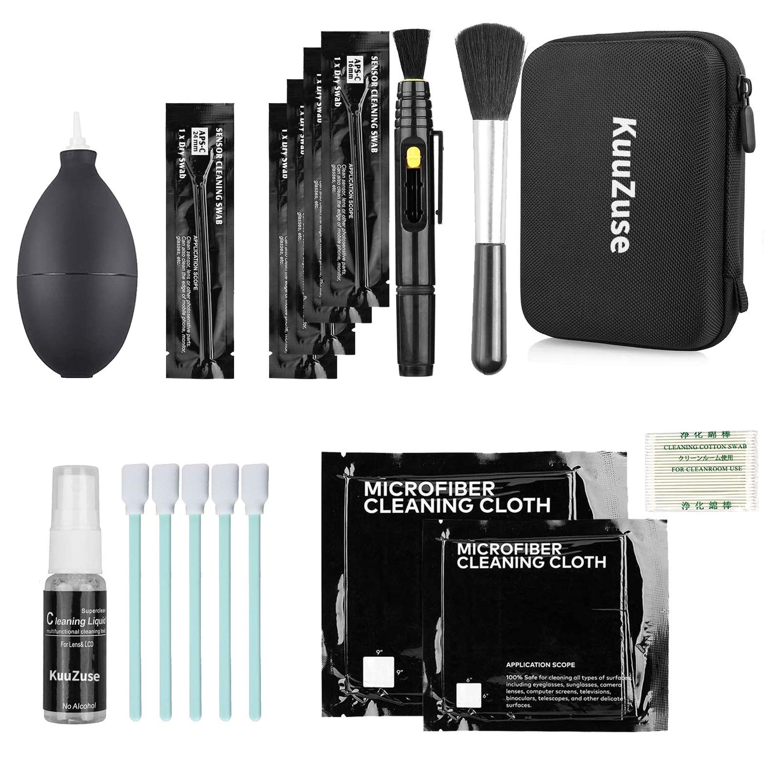 KuuZuse Professional DSLR Camera Cleaning Kit with APS-C Cleaning Swabs, Microfi