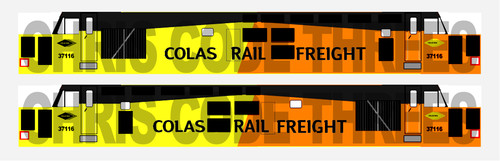 Selbstklebender Vinyl Class 37 Aufkleber Anzug Spur N Dapol / Farish - Colas Rail 37116 | Zustand: New