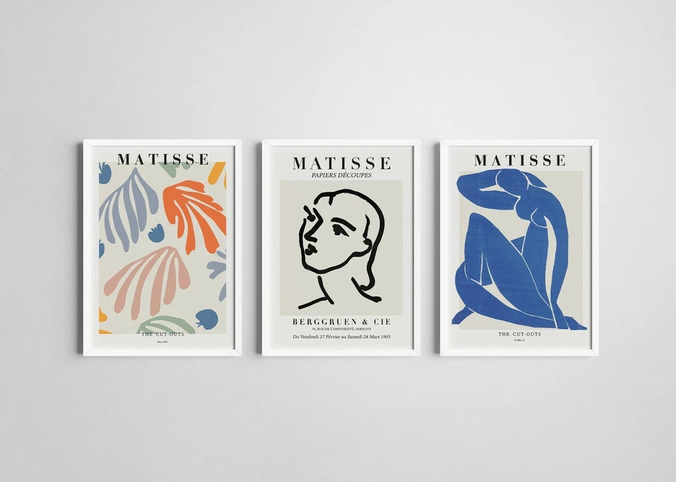 Set Of 3 Exhibition Art by Matisse Vintage Wall Art Prints. Rare Collection