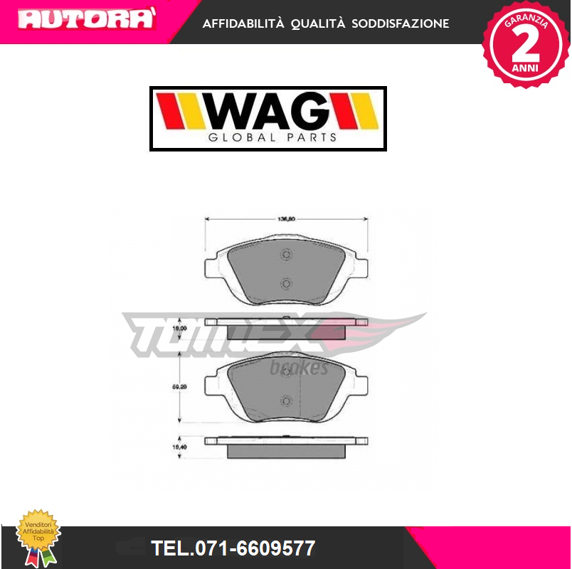 1625 Kit pastiglie freno a disco post.(MARCA-WAG)