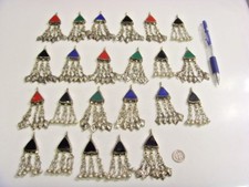 23 vintage Tajik tribal pyramid gypsy pendants large lot belly dance ats fv1278