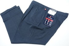 Chaps Dress Pants Men 48x36 Pleated Classic Fit Cuffed Big and Tall Blue