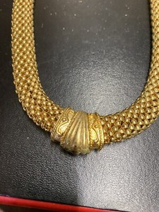 Authentic Gold Plated Choker /Mesh Chain Magnetic Front Lock With Bracelet