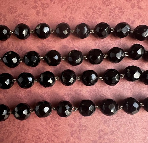 Rare Antique French Black Beads Sterling Silver Rosary, Religious Jewelry - Picture 8 of 8