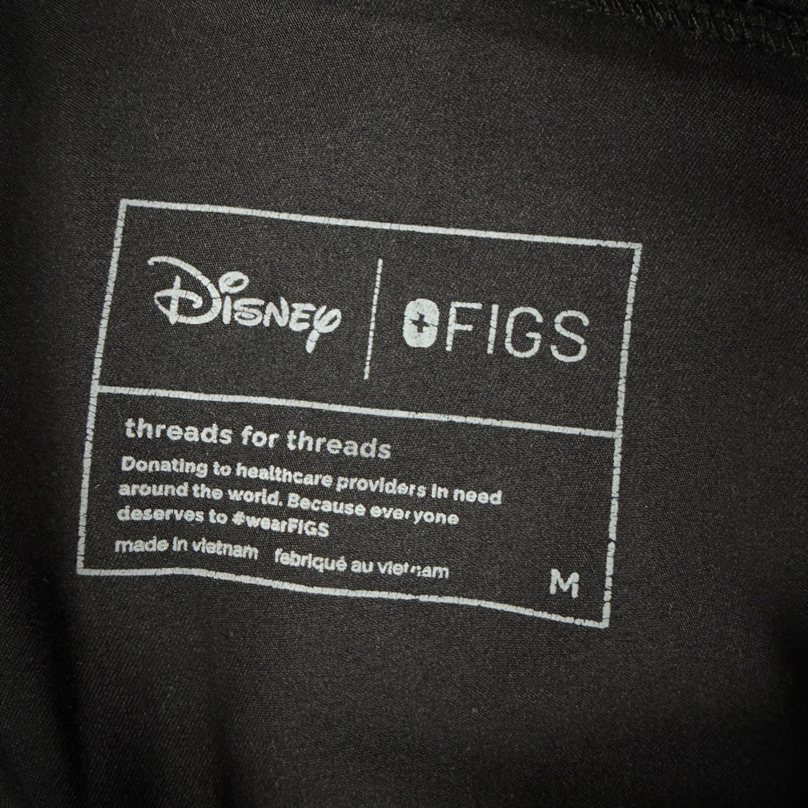 Disney x Figs Jogger Pants Mens M Black Mickey Scrub Drawstring Technical Pocket image 3