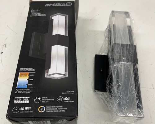 Artika Gemini Black Modern CCT Integrated LED Outdoor Wall Sconce 11 in. *USED