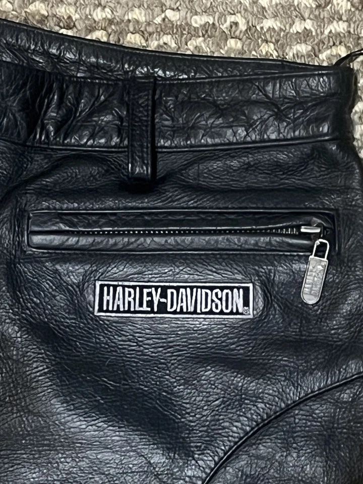 Vintage HARLEY DAVIDSON Black Motorcycle Leather Pants  Women's 38/10 inseam 32” - Image 2 of 4