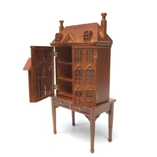 1:12 Dollhouse Mini Redwood Set - Villa Display Cabinet + Bookshelf Toy Decor