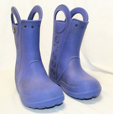 Crocs Size J 1 Blue HANDLE IT Pull On Waterproof Comfort Rain Boots 12803