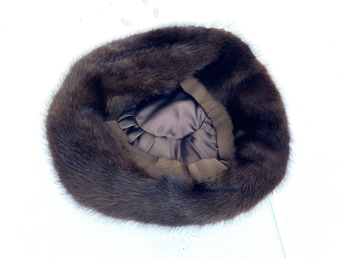 Nerz Pelz Kappe Pelzhut Pillbox Hut Modellhut one Size 60er Jahre