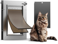 Cat Door, All Aluminum Small Dog Doggy Doggie Door for Install in Interior Exter