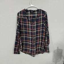 French Dressing Jeans FDJ Plaid Faux Button Down Shirt Size 8