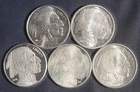 FIVE (5) INDIAN BUFFALO 1 OZ .999 SILVER ROUNDS ( 5 OZ TOTAL)  LOT 221123