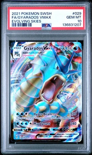 Fa/Gyarados Vmax Pokemon Sword & Shield Evolving Skies NM PSA 10